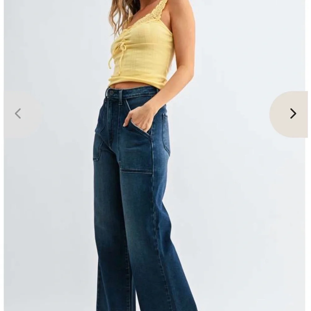 Just Black Denim the Patch Pocket wide Leg Medium Blue Wide-Leg Women's Jeans 28 - Picture 3 of 15